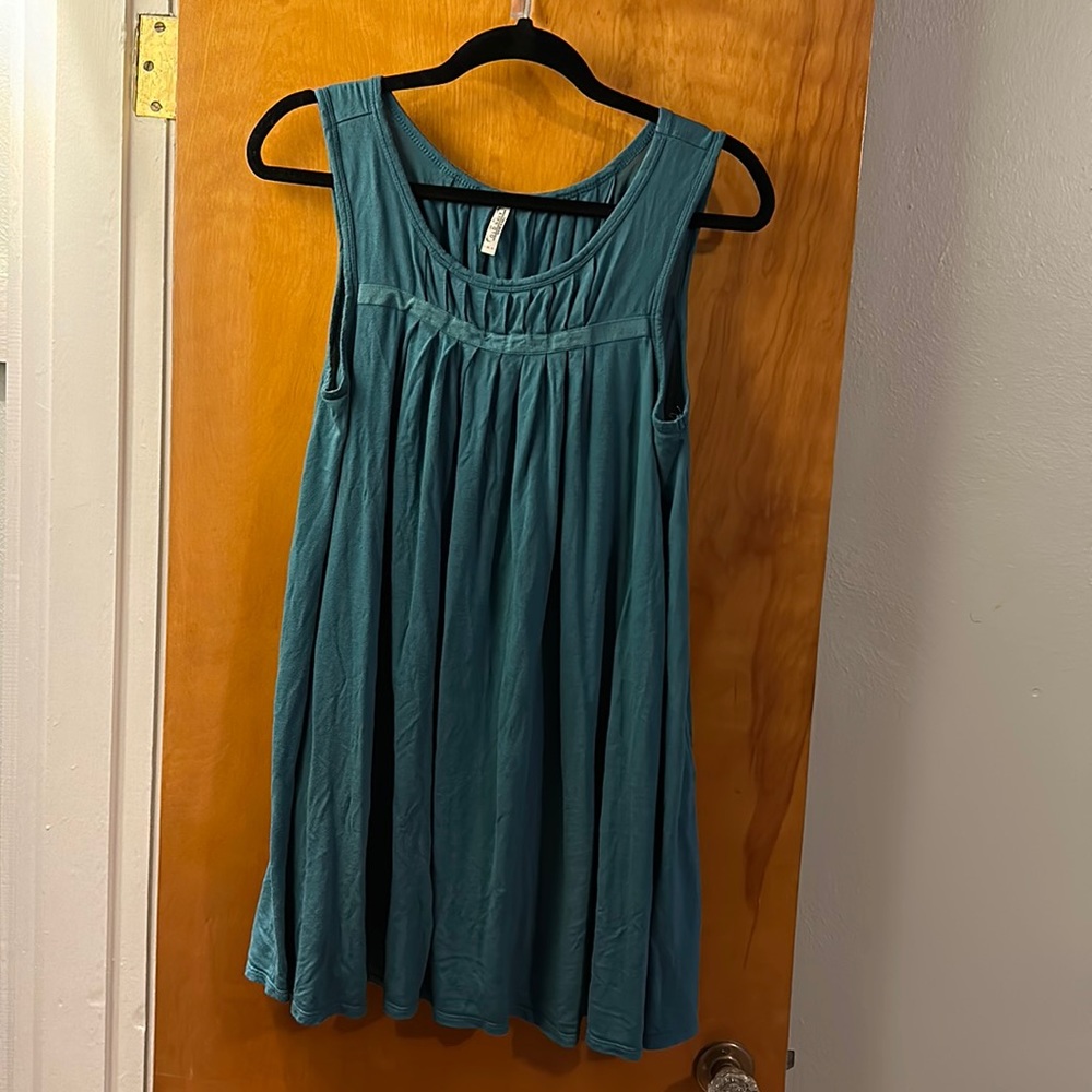 Old Navy Teal Ruffle dress / tunic top with POCKETS 100% viscose